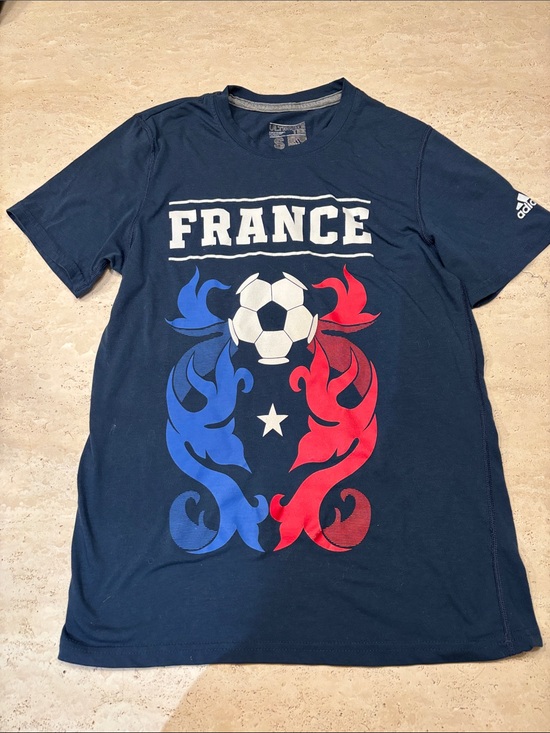 adidas Tops - adidas Limited Edition Navy Tee with Red & Blue France World Cup Soccer Graphic